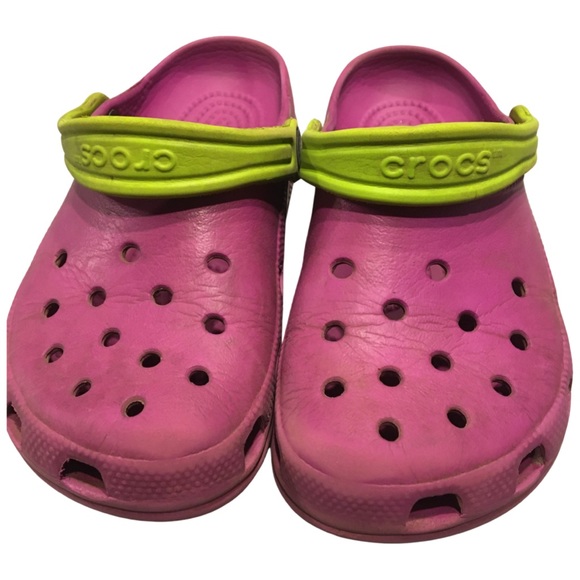Children’s Purple and Lime Green Crocs Sz 12-13 - Picture 3 of 6
